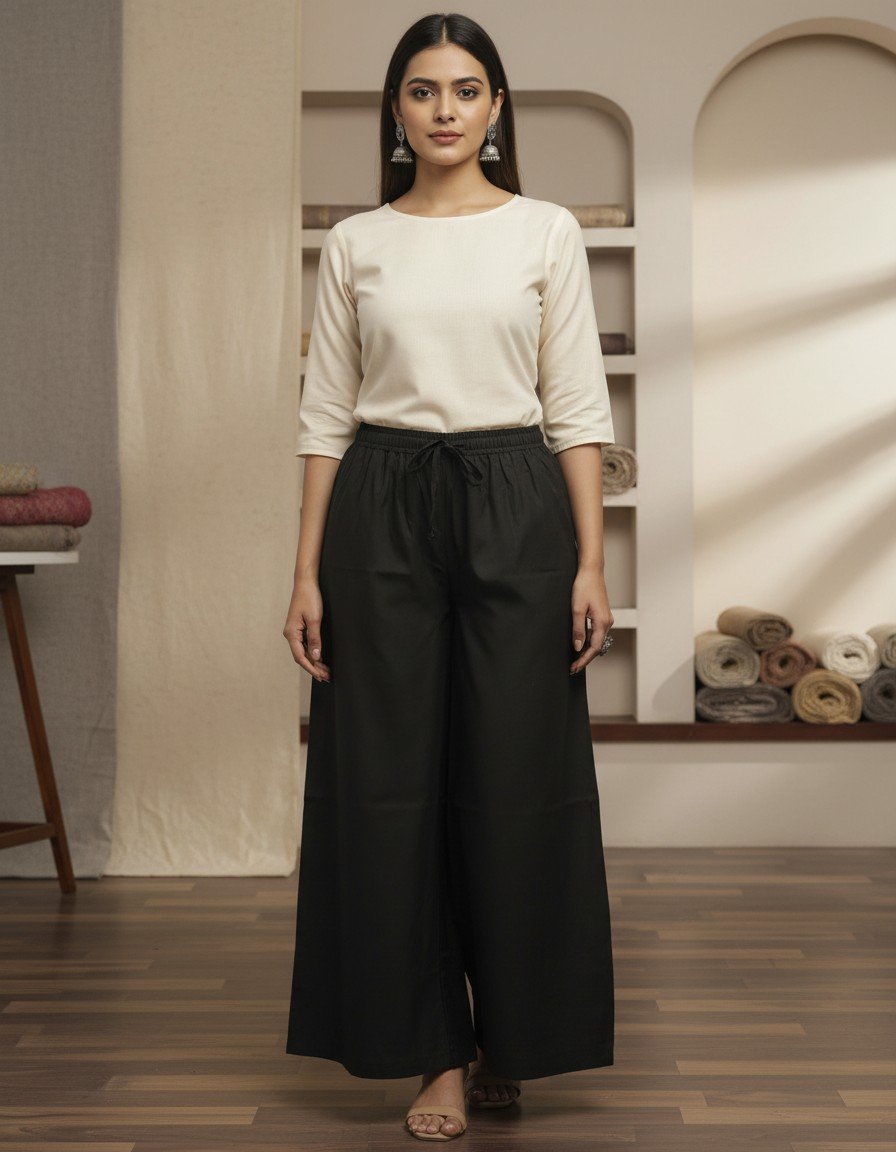 Navy Blue A-Line Plazo Set